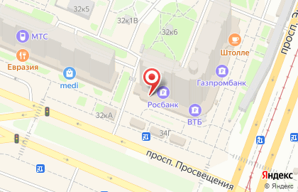 Банкомат ЮниКредит Банк на проспекте Просвещения, 34 на карте