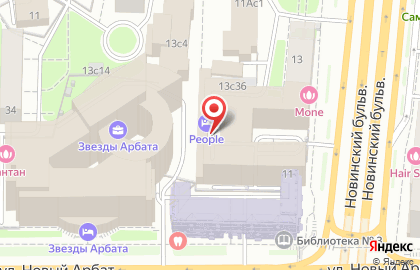 Отель PEOPLE Business Novinsky на Новинском бульваре на карте