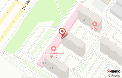 То Городская Поликлиника №17 на улице Монтажников на карте