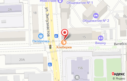 Пекарня-кондитерская Хлеберев на улице Энтузиастов на карте