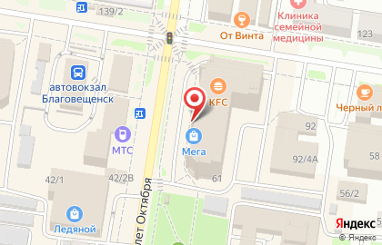 Торгово-развлекательный центр Мега на улице 50 лет Октября на карте