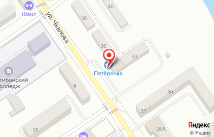 Супермаркет Пятёрочка на улице Чкалова на карте