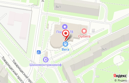 Ветеринарная клиника Вега на проспекте Большевиков на карте
