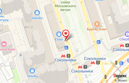 Магазин парфюмерии и косметики Л`Этуаль на Сокольнической площади на карте