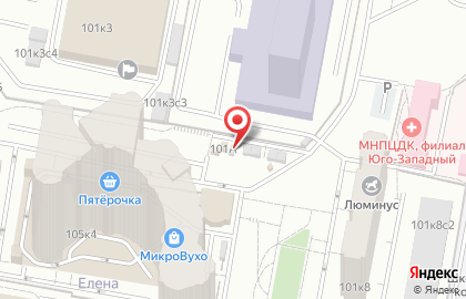 Вечерняя Москва на проспекте Вернадского на карте