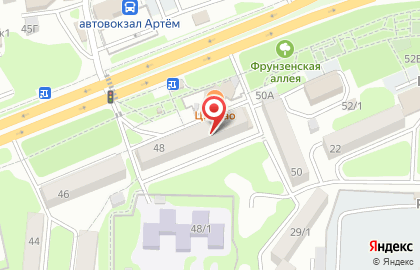 Банкомат Банк ВТБ24, филиал в г. Владивостоке на улице Фрунзе, 48 в Артёме на карте