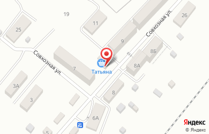 Продовольственный магазин у Дома на Совхозной улице на карте