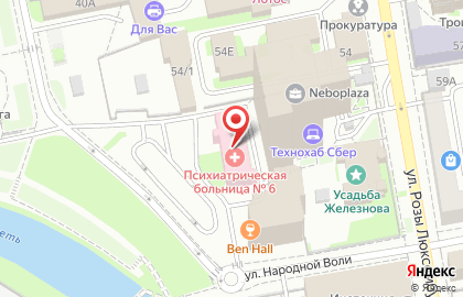 Психиатрическая больница №6 в Ленинском районе на карте