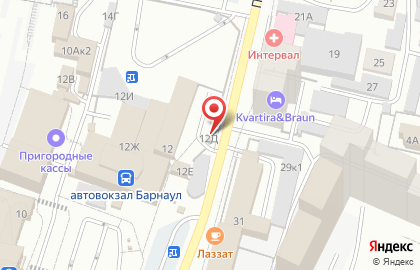 Автостоянка в Барнауле на карте
