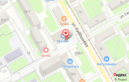 Супермаркет Магнит у дома в Свердловском районе на карте