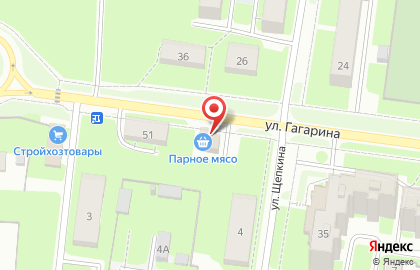 Магазин парного мяса на улице Гагарина на карте