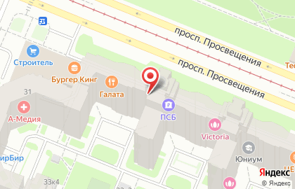 Ателье мебели Mr.Doors на метро Проспект Просвещения на карте