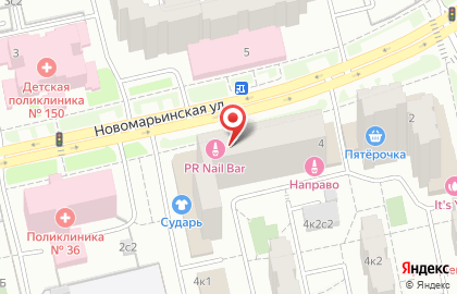 Магазин суши Суши wok на Новомарьинской улице на карте