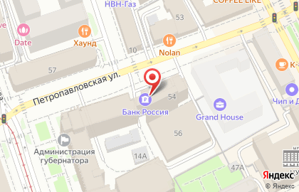 Банк РОССИЯ акционерный банк на Петропавловской улице на карте
