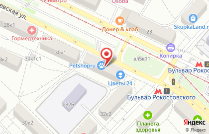 Зоомагазин Petshop.ru на Бульваре Рокоссовского на карте