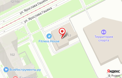 Фитнес-клуб Fitness House на улице Ярослава Гашека на карте