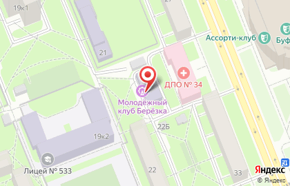 Подростково-молодежный клуб Березка в Красногвардейском районе на карте
