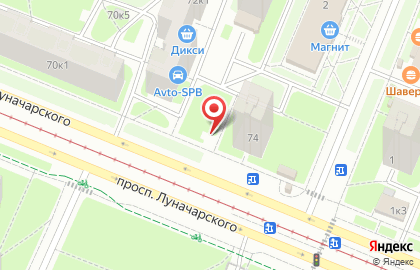Магазин овощей и фруктов на проспекте Луначарского на карте