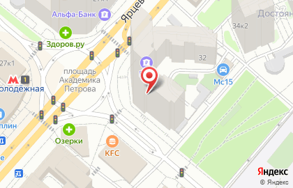 ОАО БИНБАНК на Ярцевской улице на карте