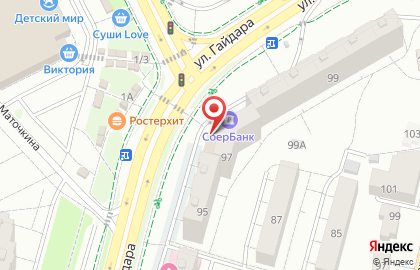 Банкомат Сбербанк России, Калининградское отделение на улице Гайдара, 97 на карте