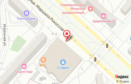 Супермаркет Пятёрочка на бульваре Маршала Рокоссовского на карте