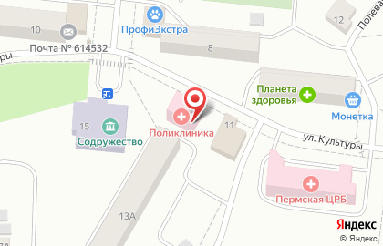 Больница Пермская центральная районная больница на улице Культуры, 13 на карте