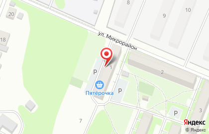Дискаунтер Пятёрочка на улице микрорайона на карте