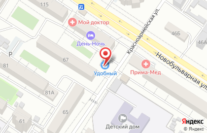 Продовольственный магазин Удобный 24 на Красноармейской улице на карте
