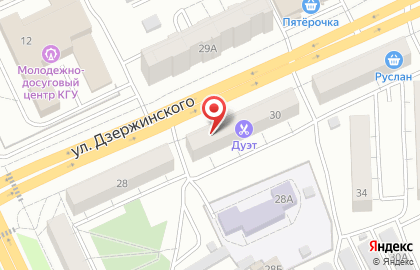 Парикмахерская Дуэт на улице Дзержинского на карте