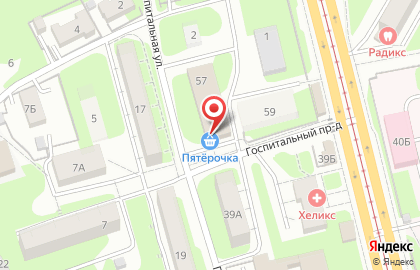 Супермаркет Пятерочка на улице Фрунзе на карте