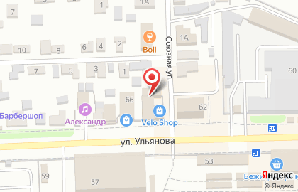 Магазин Мебельный рай на улице Ульянова на карте