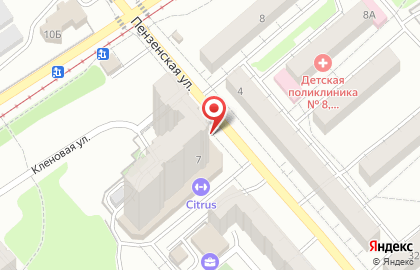 Супермаркет Пятёрочка в Заводском районе на карте