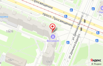 Барбершоп Borodach на проспекте Просвещения на карте