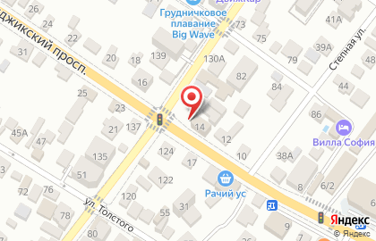 Продовольственный магазин Агрокомплекс на улице Луначарского в Геленджике на карте