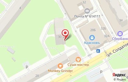 Супермаркет Лион на улице Солдатова на карте