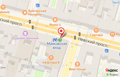 Цветочный салон Оранж на метро Маяковская на карте