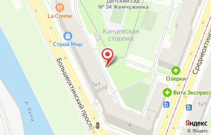 Нева на Большеохтинском проспекте на карте