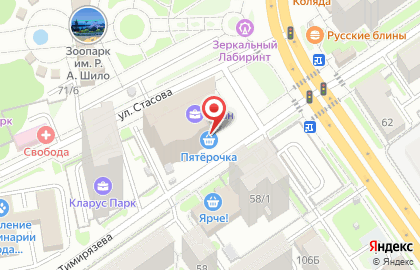 Супермаркет Пятёрочка в Заельцовском районе на карте