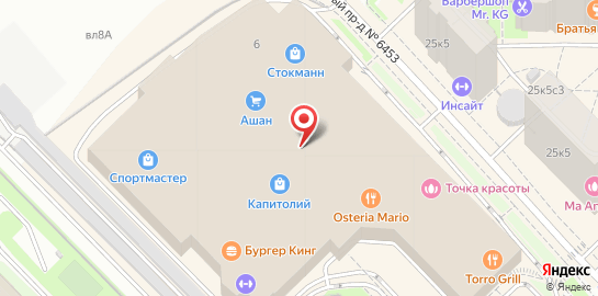 Парк развлечений Космик в ТЦ Капитолий на проспекте Вернадского на карте