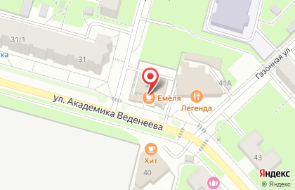 Кафе Емеля на улице Академика Веденеева на карте