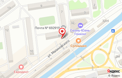 Магазин автозапчастей Форсаж на улице Малиновского на карте