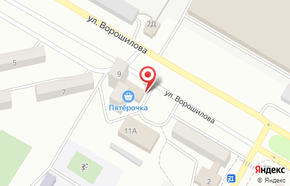 Универсам Пятёрочка на улице Ворошилова на карте
