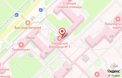 Новокузнецкая городская клиническая больница №1 им. Г.П. Курбатова на улице Бардина на карте