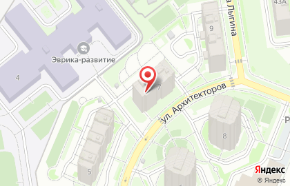 Зеленые горки, микрорайон, ЗАО Том-Дом на улице Архитекторов на карте