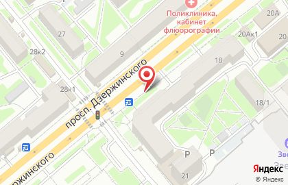 Киоск фастфудной продукции на проспекте Дзержинского на карте