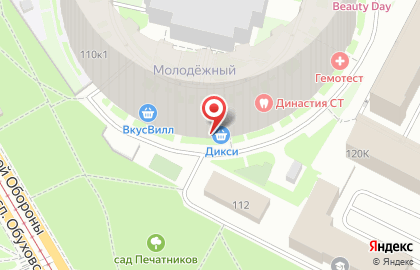 Супермаркет Дикси на проспекте Обуховской Обороны на карте