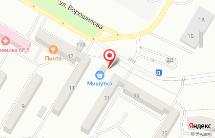Продуктовый магазин Мишутка на улице Ворошилова на карте
