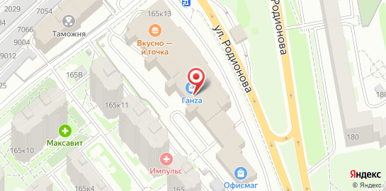 Лазертаг-центр Космопарк на улице Родионова на карте