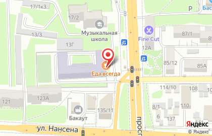 Сеть современных столовых Еда всегда на проспекте Михаила Нагибина на карте