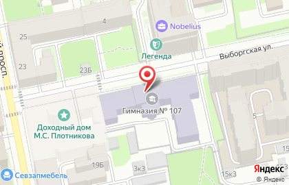 Гимназия №107 на Выборгской набережной на карте